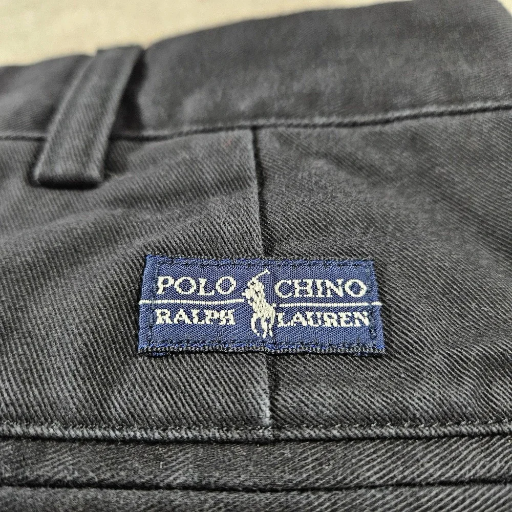Polo Ralph Lauren Andrew Pant Mens 36x30 Black Pleated Chino Pants Cotton